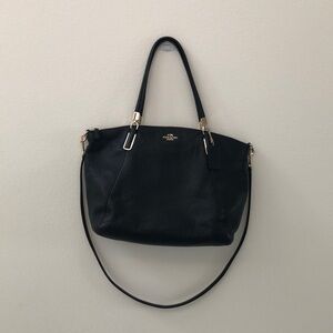EUC large coach navy tote bag gold hardware
